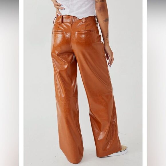 Free People Brown Star Crossed Lovers Straight Pants Size 10 - Picture 4 of 12